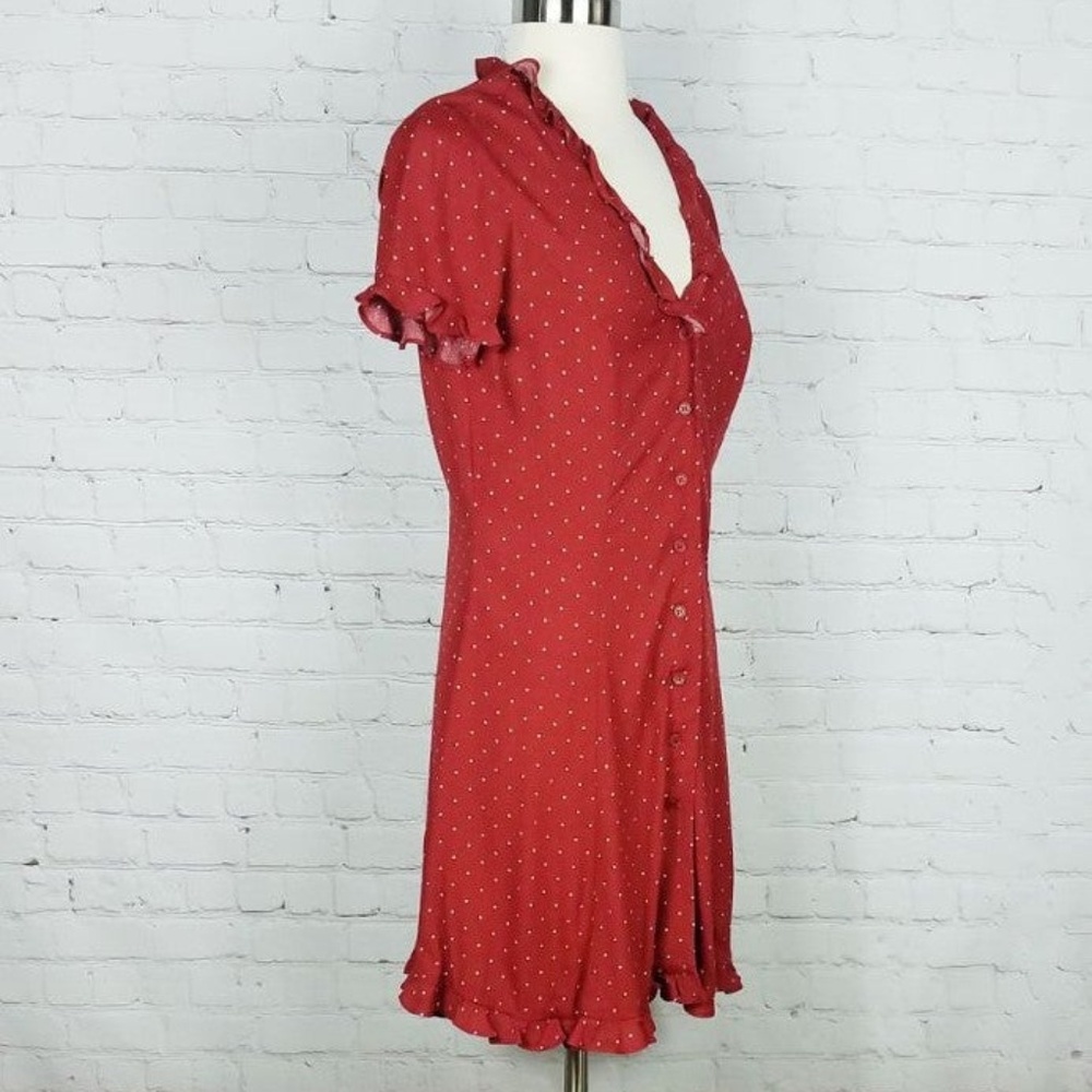 Reformation Burgundy Polka Dot Mini Dress - Picture 7 of 8
